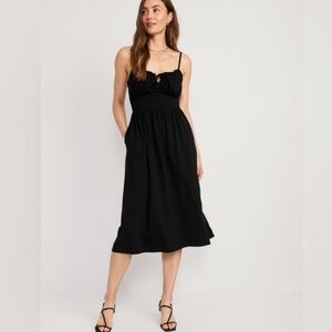 NWT old navy tie front cami midi dress black size medium